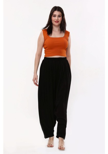 Viskon Kumaş Siyah Belmando Kadın Şalvar modelleri