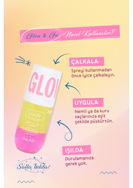 Glow & Go Glowita Çift Fazlı Saç Bakım Spreyi Canlandırıcı Etki, Kolay Tarama, Güneş Koruma 100 ml modelleri