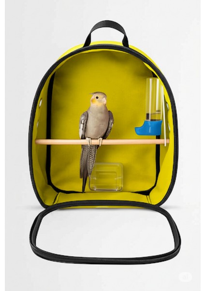 Suluklu ve Yemlikli Büyük Boy Papağan Taşıma Çantası (Jakoya Uygundur) Dev Boy Tünekli Kuş Çantası