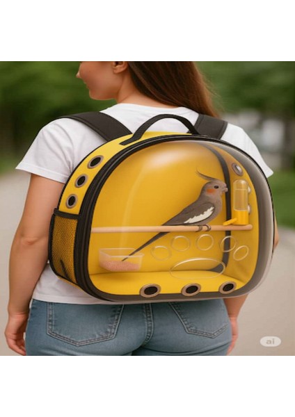 Suluklu ve Yemlikli Büyük Boy Papağan Taşıma Çantası (Jakoya Uygundur) Dev Boy Tünekli Kuş Çantası modelleri