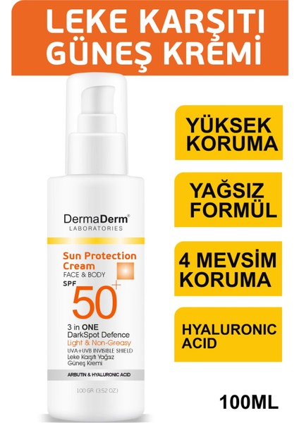 3 Adet Spf 50+ Güneş Koruma Vitaminli Yüz ve Vücut Güneş Kremi 3 x 100 Ml. ve 1 Adet Leke Karşıtı Güneş Serumu 50 Ml.