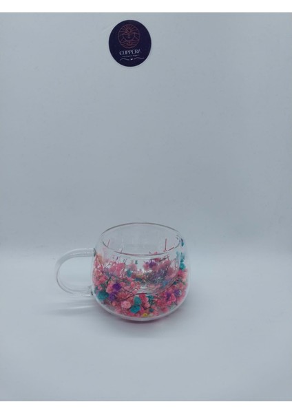 Isıya Dayanıklı Çift Cidarlı Kurutulmuş Canlı Çiçekli Mor Mavi Kupa modelleri