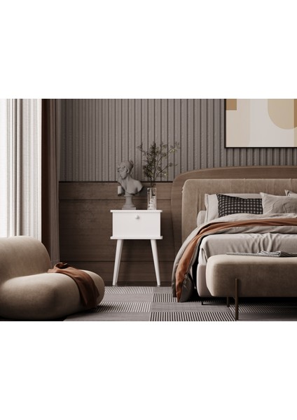 Lunaris Komodin %100 Mdf Lake Boyalı Ahşap Ayak