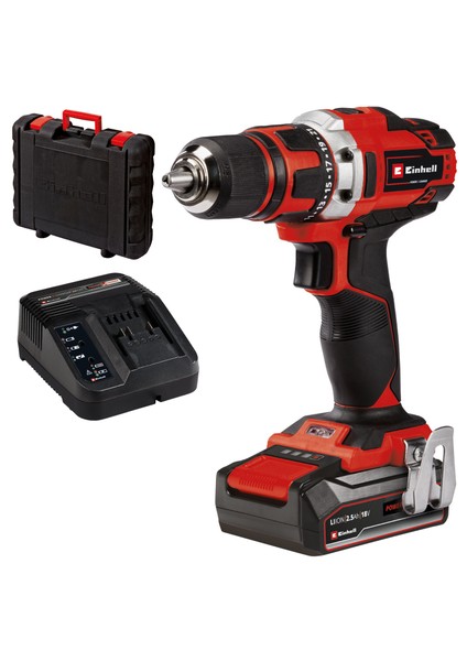 Akülü Vidalama TE-CD 18/40-1 Li (1x2,5 Ah) PXC (Li-Ion, 18 V, 40 Nm, 2 Vitesli Şanzıman, Elektronik Devir Kontrolü, LED, 2,5 Ah PXC Akü, Hızlı Şarj Cihazı ve Çanta) - 4513948