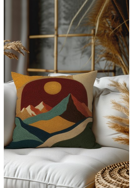 2’li Nakış Desenli, Çift Taraflı Baskı, Dekoratif Kırlent Kılıfı Seti – Bohem Stil, Fermuarlı modelleri