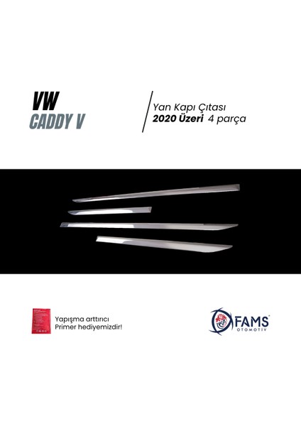 Vw Caddy V 2020 Üzeri Krom Yan Kapı Çıtası 4 Kapı Paslanmaz Çelik fiyatları