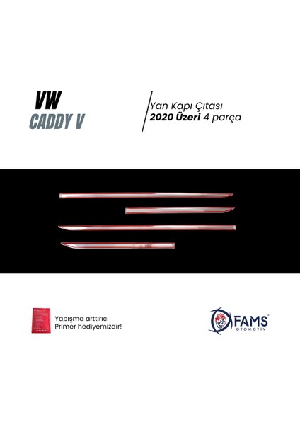 Vw Caddy V 2020 Üzeri Krom Yan Kapı Çıtası 4 Kapı Paslanmaz Çelik modelleri