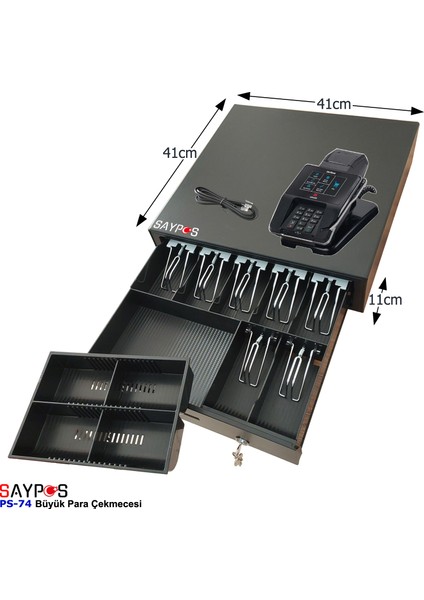 Verifone MX915 Marka Yazarkasalarla Uyumlu 7 Banknot Gözlü Büyük Para Çekmecesi 41X41X11CM