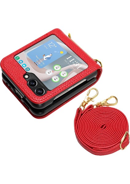 Telefon Kılıfı Için Samsung Galaxy Z Flip 5 Cüzdan Flip Folio Litchi Desen Pu (Yurt Dışından) modelleri