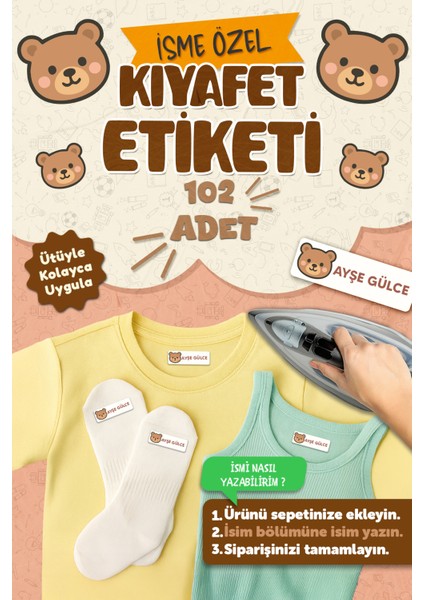 Kıyafet Etiketi - Okul Kıyafetlerine Kişiye Özel 30 Saniyede Kolay Uygulama Yıkamaya Dayanıklı