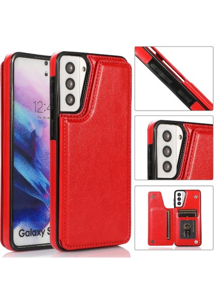 Samsung Galaxy S21 Artı Çift Manyetik Toka Kart Yuvaları Için Cüzdan Kılıf (Yurt Dışından) indirimleri