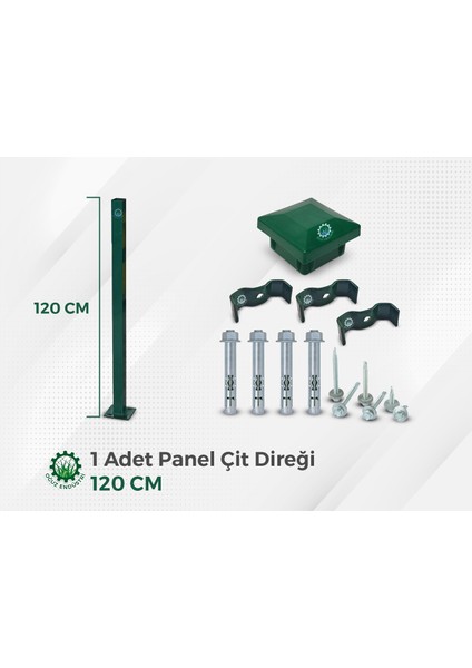 Oğuzendustri Tel Çit 1 Adet Panel Çit Direği 120CM (Aksesuarlı) Uyumlu