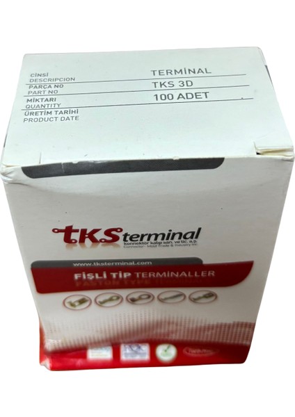 Tks 3D Büyük Dişi Fiş Terminali 100 Adet Fiyatı fiyatları
