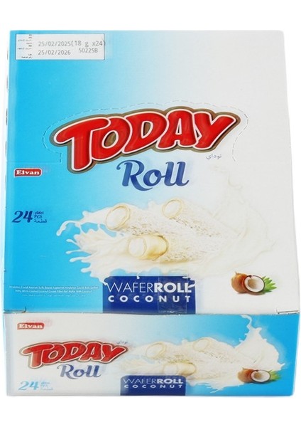Today Roll 18 Gr 24 Adet (1 Paket) Hindistan Cevizli Gofret Beyaz Kaplamalı modelleri
