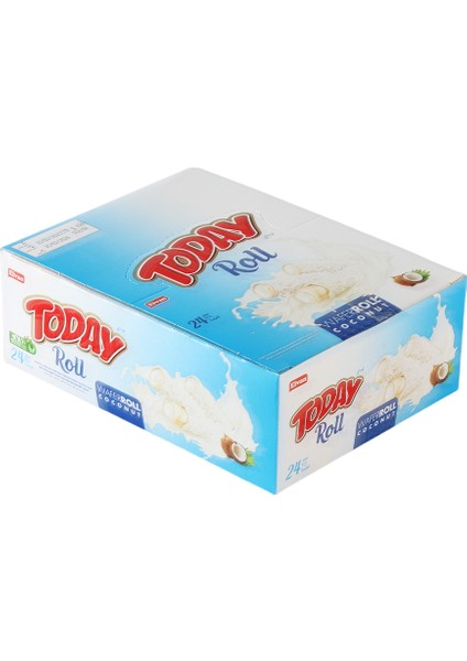 Today Roll 18 Gr 24 Adet (1 Paket) Hindistan Cevizli Gofret Beyaz Kaplamalı fırsatları