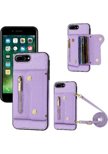 IPhone 7 Için Kılıf Artı/8 Artı Kart Yuvaları Uzun Kayış Hafif Mini (Yurt Dışından)