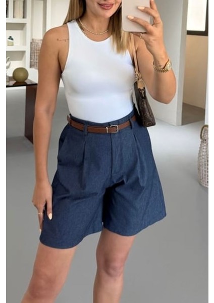 Kemerli Şehir Boy Şort modelleri