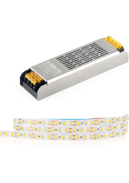 10 Metre Beyaz 120 Ledli Şerit LED ve 12.5 Amper Trafo Dahil Set Yüksek Lümen Güçlü Işık