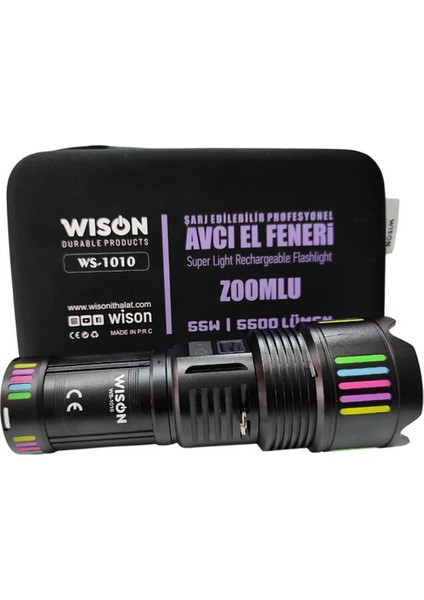 Wıson WS-1010 55W 5500 Lümen Profesyonel Şarj Edilebilir El Feneri