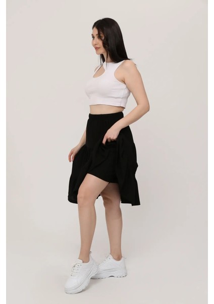 Viskon Kumaş Siyah Midi Boy Şort Etek fiyatları