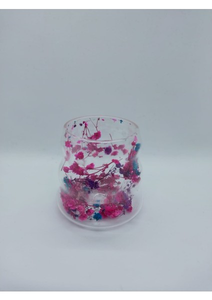 Isıya Dayanıklı Çift Cidarlı Canlı Kurutulmuş Çiçekli Cam Kahve Kupası fiyatları