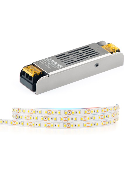 5 Metre Beyaz 120 Ledli Şerit LED ve 5 Amper Trafo Dahil Set Yüksek Lümen Güçlü Işık