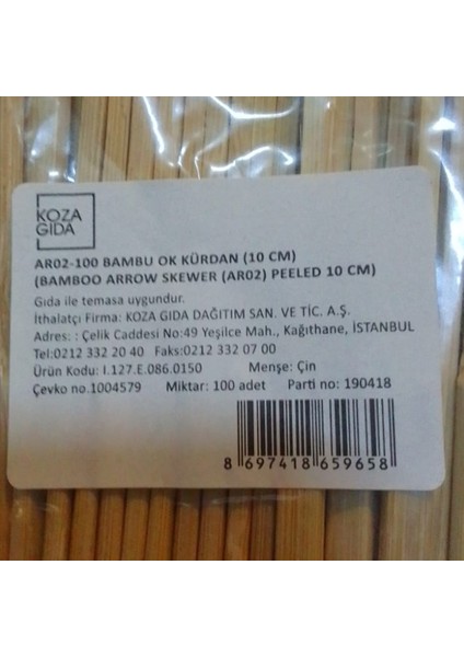 Bambu Ok Kürdan 10 Cm 100 fiyatları