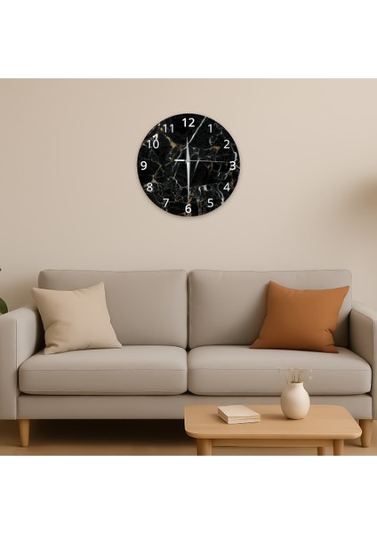 Modern Dekoratif Sessiz Akar Duvar Saati - Temperli Cam 37 cm HS003