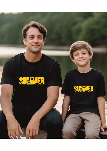 Summer Aile (Anne-Baba-Kız-Oğul )Kombin Tişört (Tekli Üründür Kombin Için Sepete 2 Adet Ekleyiniz)