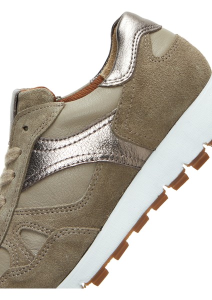 Kadın Vizon Bağcıklı Deri Sneaker 25AFD370414
