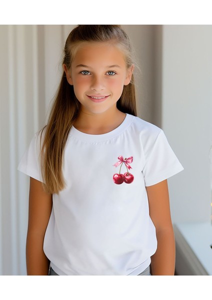 Aile Kombin Tişört- Anne Kız Kiraz Baskılı Bisiklet Yaka Tişört/t-Shirt (Tek Adet Fiyatıdır.) fiyatları