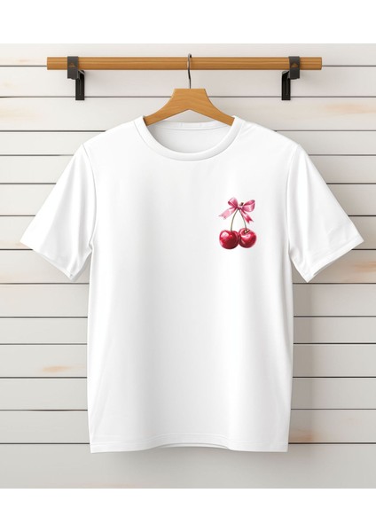 Aile Kombin Tişört- Anne Kız Kiraz Baskılı Bisiklet Yaka Tişört/t-Shirt (Tek Adet Fiyatıdır.) modelleri