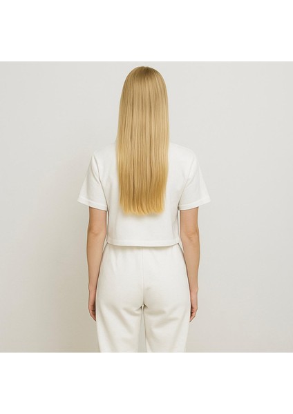 Kadın Beyaz Kısa Kollu Oversize T-SHIRT-D814 modelleri