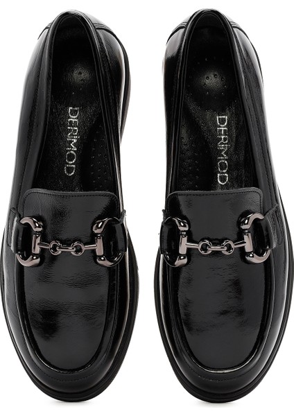 Kadın Siyah Tokalı Rugan Deri Comfort Loafer 25AFD410216
