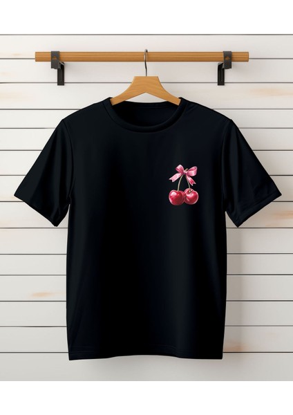 Aile Kombin Tişört- Anne Kız Kiraz Baskılı Bisiklet Yaka Tişört/t-Shirt (Tek Adet Fiyatıdır.) fiyatları