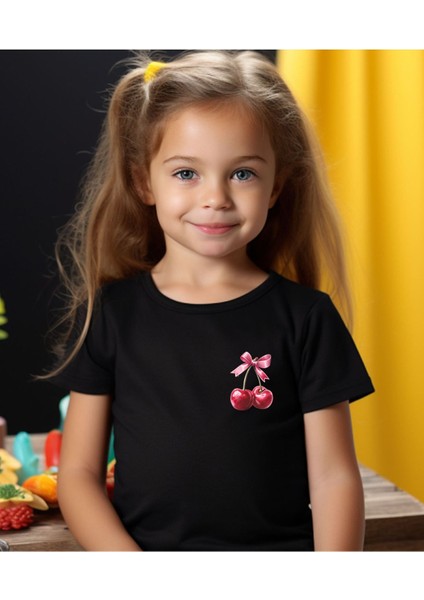 Aile Kombin Tişört- Anne Kız Kiraz Baskılı Bisiklet Yaka Tişört/t-Shirt (Tek Adet Fiyatıdır.) modelleri