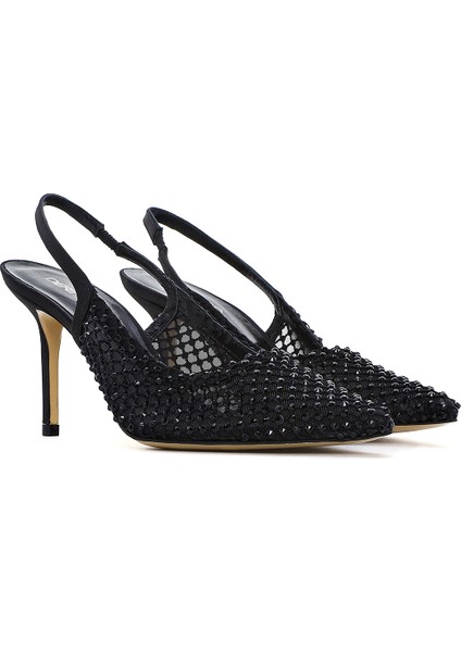 Kadın Siyah Taşlı Arkası Açık Ince Topuklu Deri Ayakkabı 25AFD1207TS modelleri