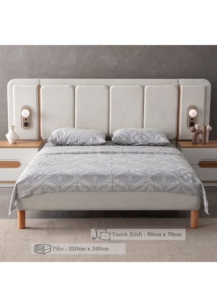 Anna Delux Çift Kişilik Çok Amaçlı Yatak Örtüsü Seti Gri Pamuk Nevresim Takımı Günlük 220X240 fiyatları