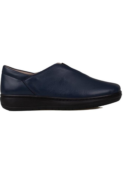 Lacivert Hakiki Deri Kadın Lastikli Comfort Ayakkabı fiyatları