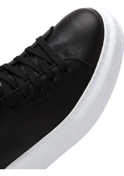 Kadın Siyah Bağcıklı Kalın Taban Deri Sneaker 25AFD370114