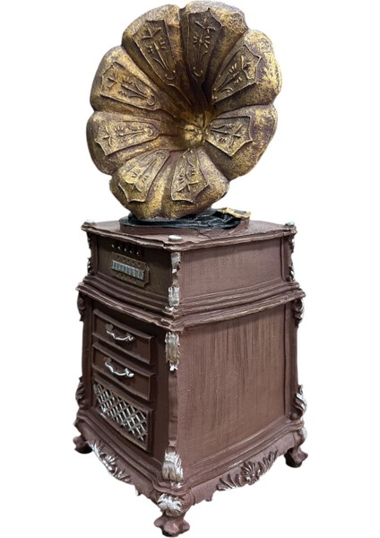 Gramofon Dekoratif Biblo ve Kumbara - Nostaljik Vintage Tasarım, Ev ve Ofis Için Şık Masaüstü Aksesuar, Koleksiyonluk Retro Obje, 11X27X11 Cm fırsatları