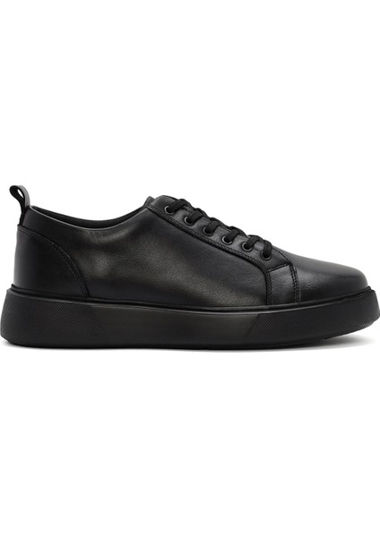 Erkek Siyah Bağcıklı Deri Sneaker 25WFD681818