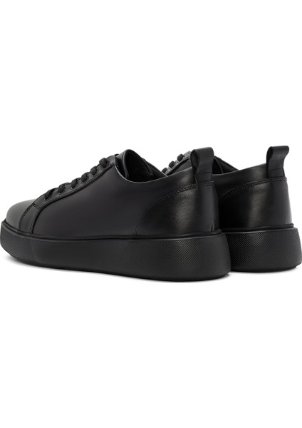 Erkek Siyah Bağcıklı Deri Sneaker 25WFD681818 indirimleri