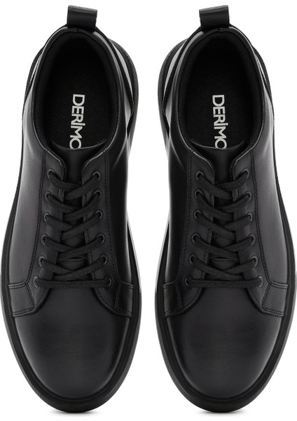 Erkek Siyah Bağcıklı Deri Sneaker 25WFD681818