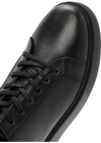 Erkek Siyah Bağcıklı Deri Sneaker 25WFD681818