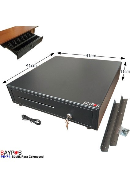 Masa Altı Montaj Askılı ve Verifone MX915 Yazarkasalarla Uyumlu 7 Banknot Para Çekmecesi 41X41X11CM
