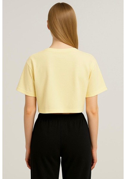 Kadın Sarı Kısa Kollu Oversize T-SHIRT-D814 modelleri