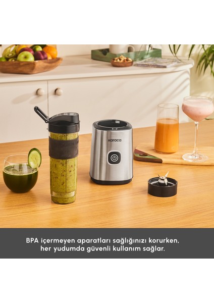 Smoothie On The Go Personal Kişisel Smoothie Blender Inox