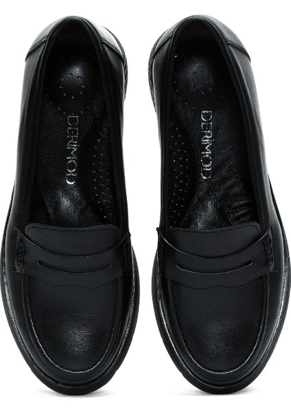 Kadın Siyah Deri Comfort Loafer 25AFD410018