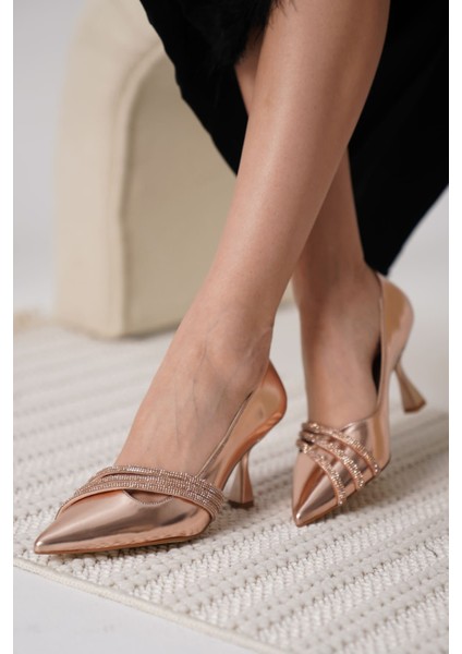 Klay Premium Rose Gold Rugan Kadın Topuklu Ayakkabı